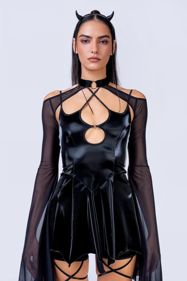 Bring On The Wing Mini Dress And Mesh Shrug