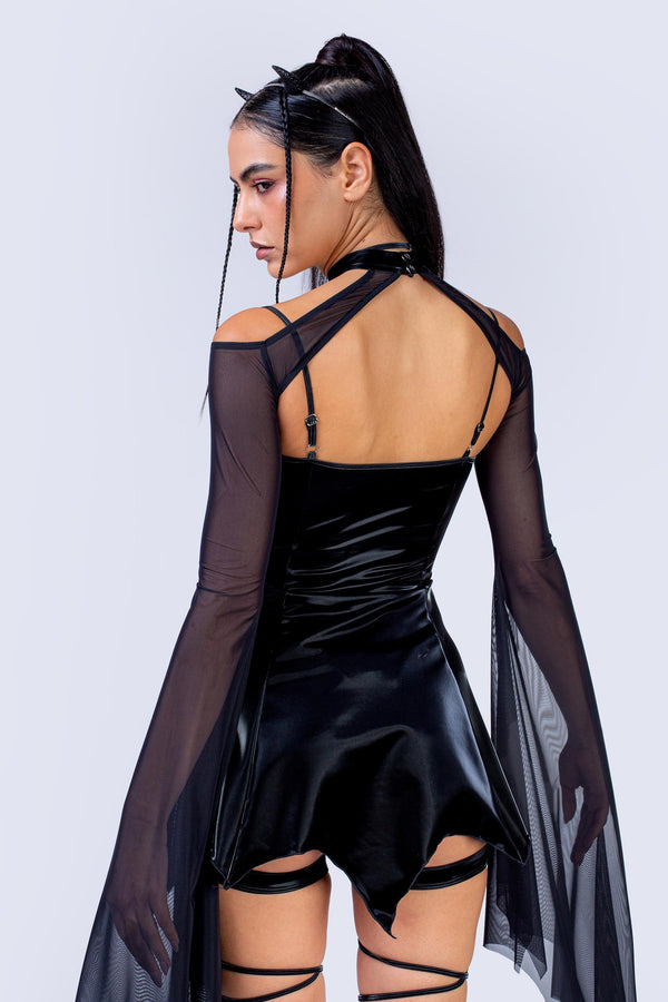 Bring On The Wing Mini Dress And Mesh Shrug