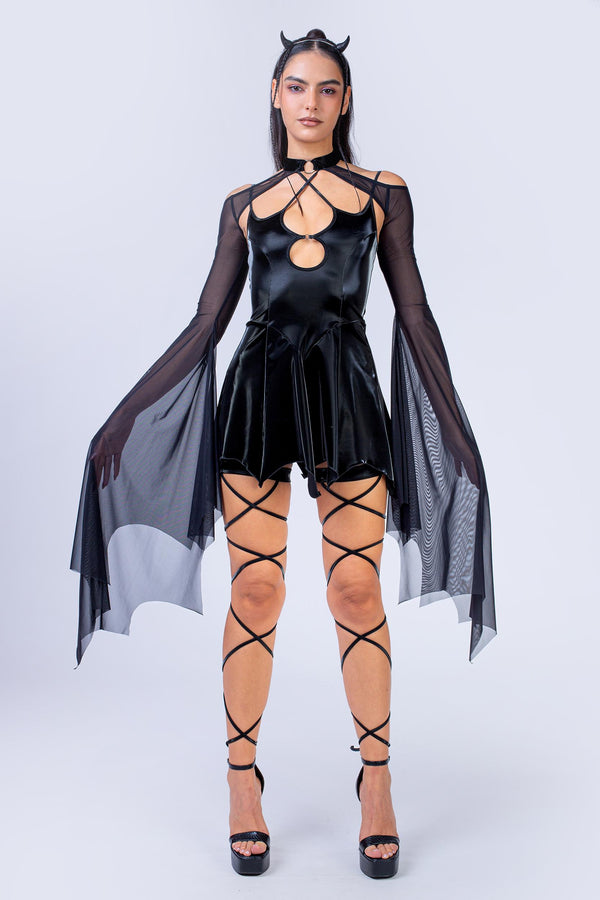 Bring On The Wing Mini Dress And Mesh Shrug
