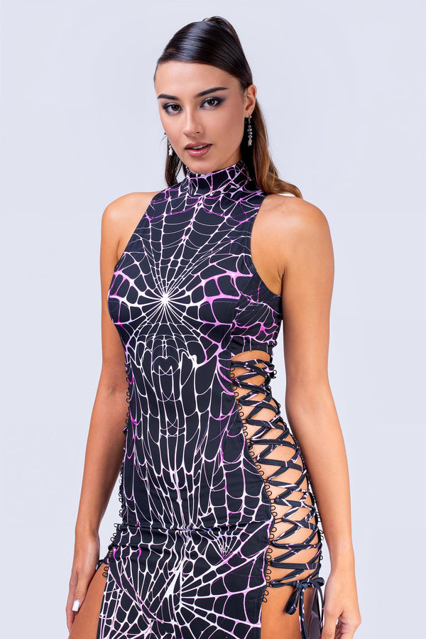 String Of Lies Criss-Cross Slit Dress