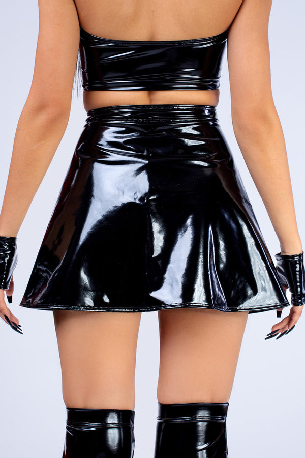 Girl On Top Black Vynil Micro Shorts And Overlay
