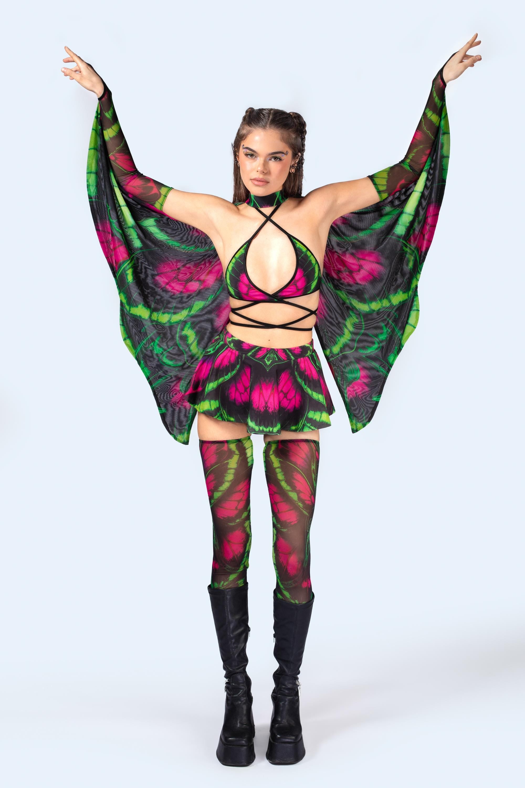 rave fairy dress Set with Double Lined Wings adjustable straps Belt Size:30 Betsy & Adam (@betsyandadam) poly