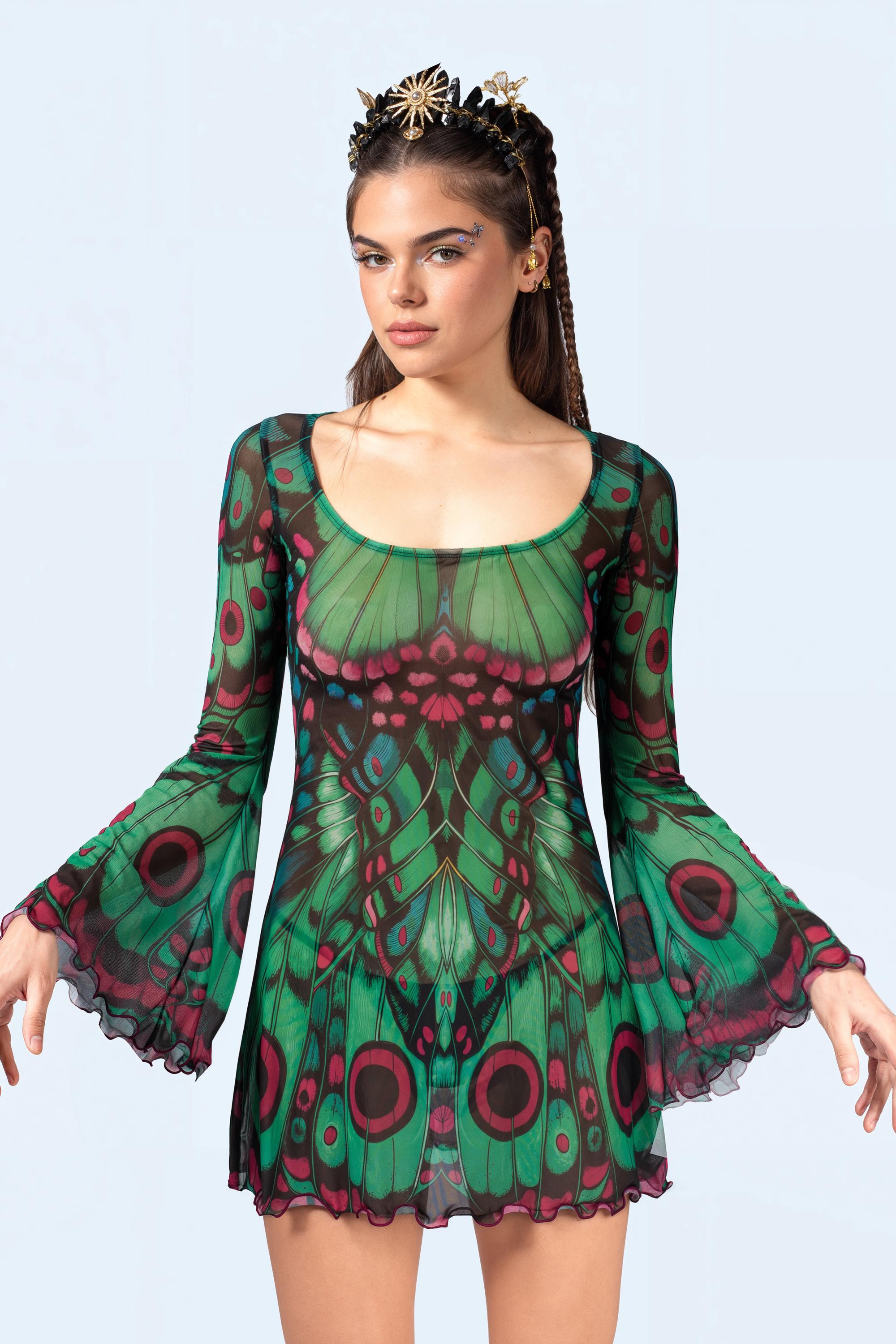 Lucky Moth Mesh Mini Dress - L Lucky Moth Mesh Mini Dress - L