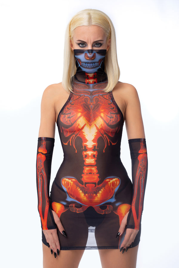 Solar Flare Kleid mit hohem Kragen