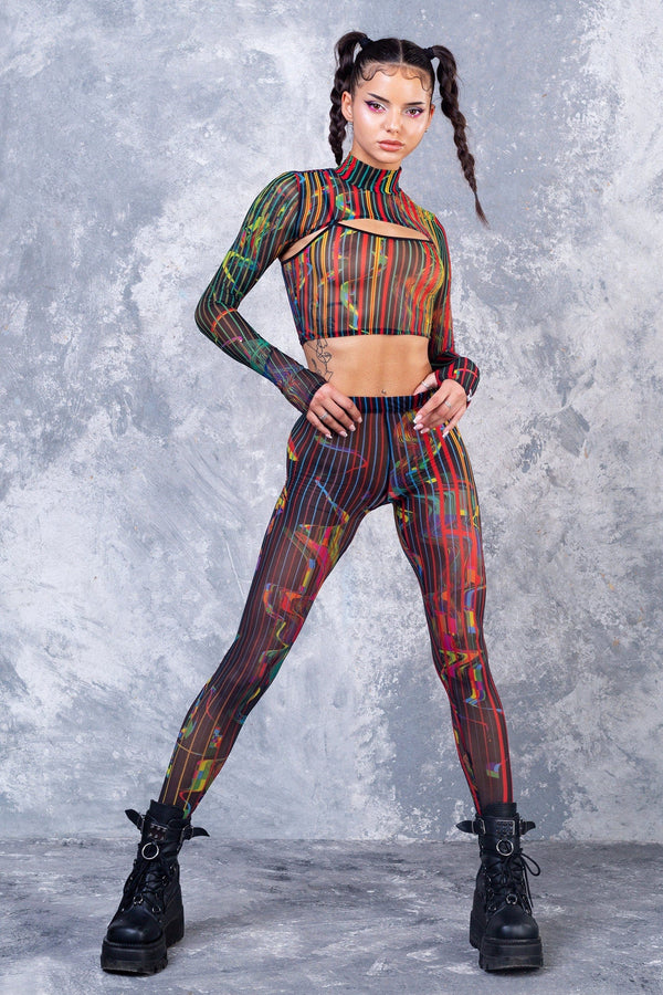 Simulation Mesh 2-teiliger Shrug-Set