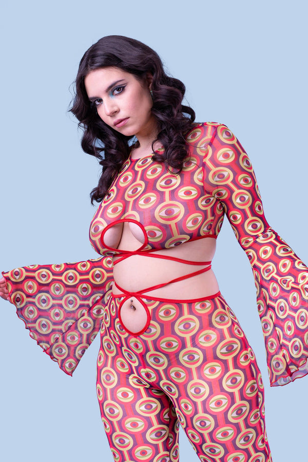 Voodoo Child Mesh Wickel-Crop-Top