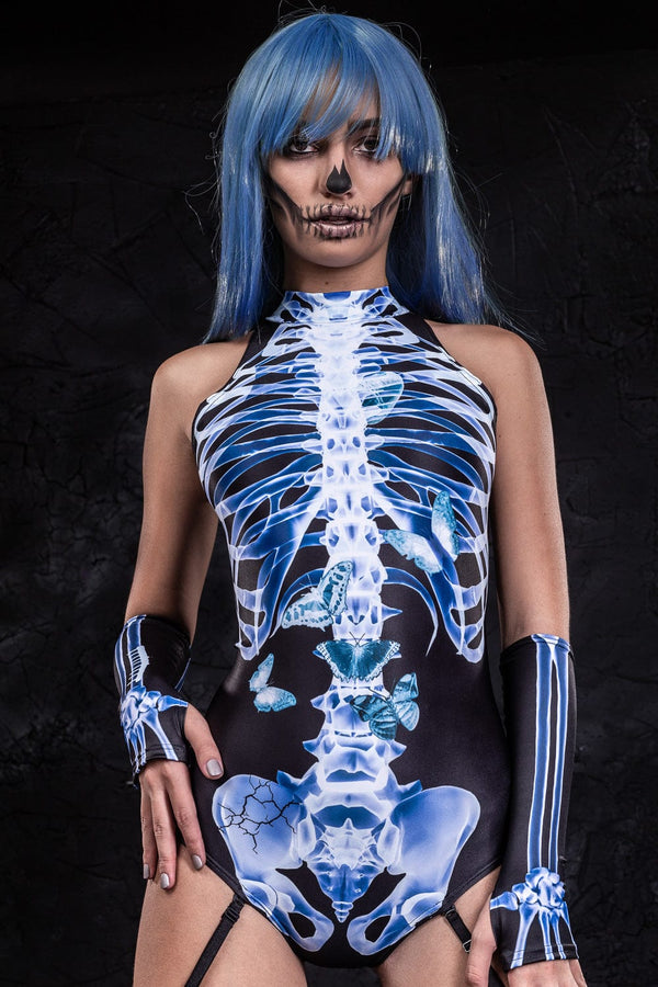 Röntgen-Skelett-Strumpfband-Catsuit