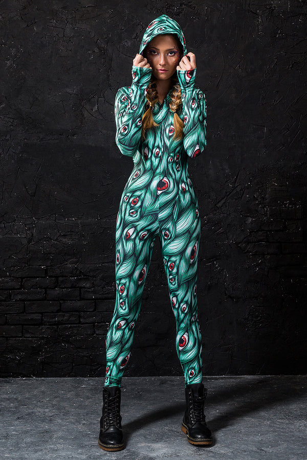 Ich sehe dich, grüner Fit-Einteiler