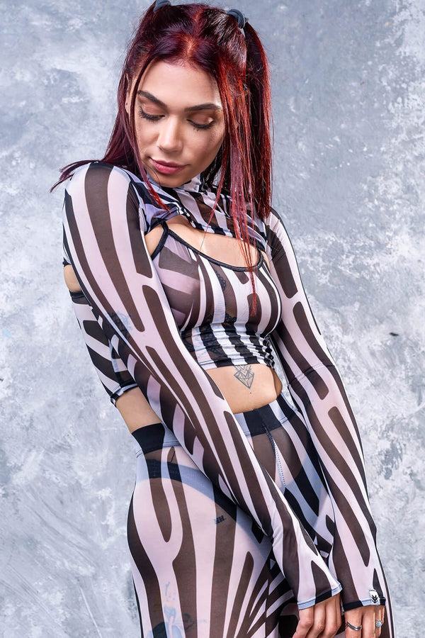 Illusion Mesh 2-teiliger Shrug-Top