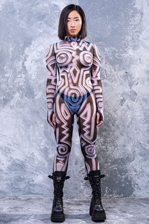 Das Tribe ruft: Dunkles Full Mesh Kostüm