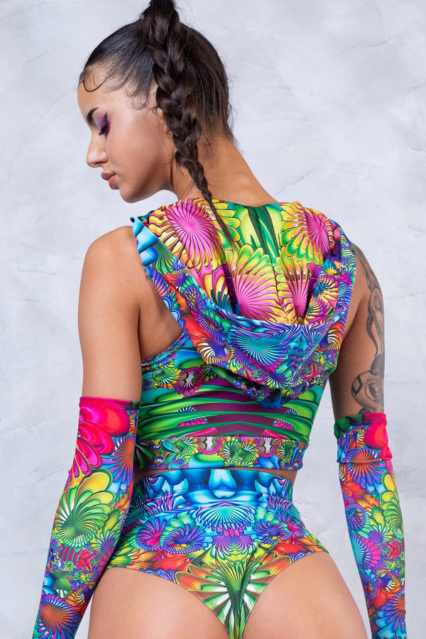 Kaleidoskopische Bloom Long Belt Kapuzenoberteil