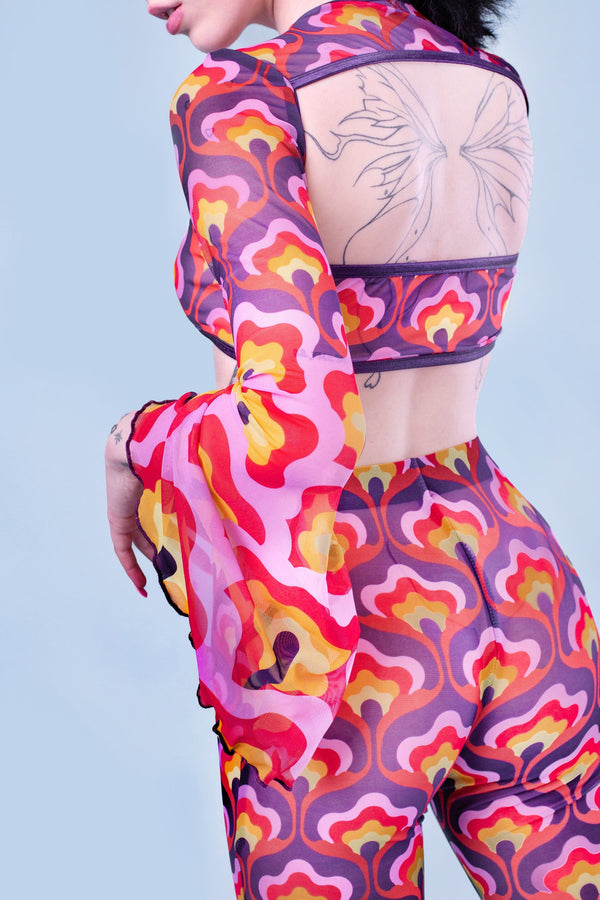Flower Power Violettes Mesh Cut Out Top