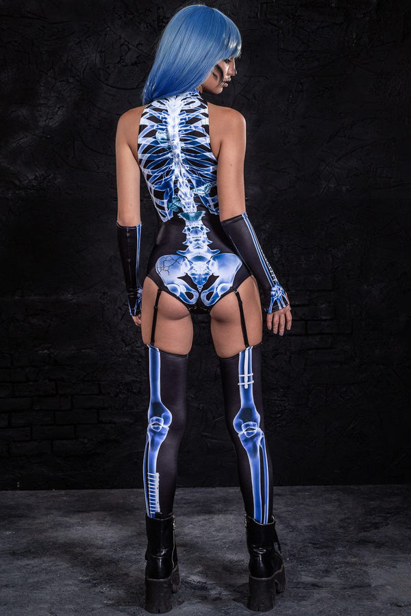 Röntgen-Skelett-Strumpfband-Catsuit