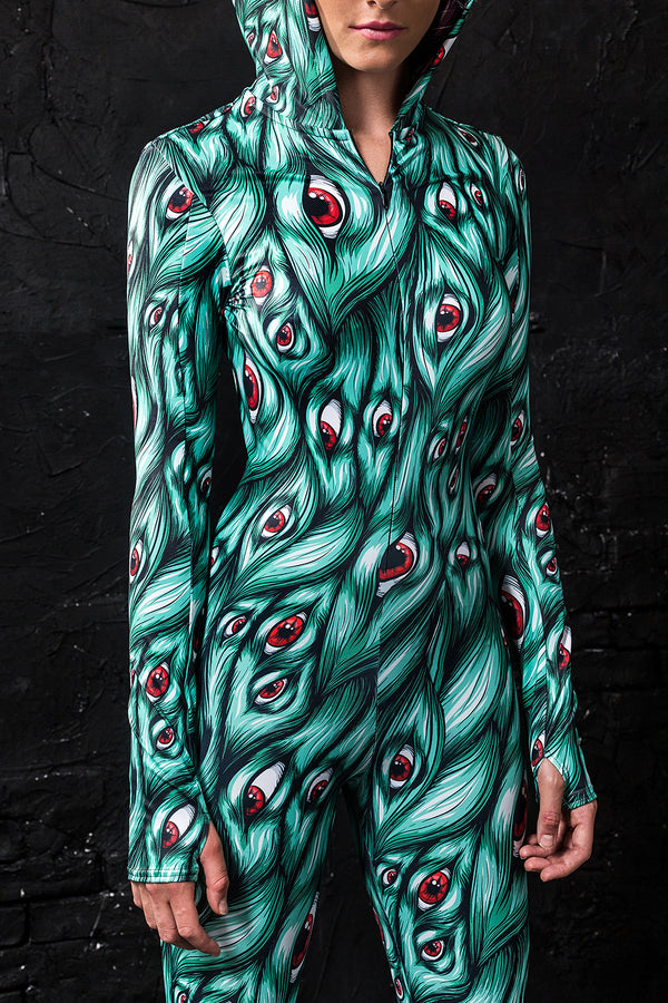 Ich sehe dich, grüner Fit-Einteiler