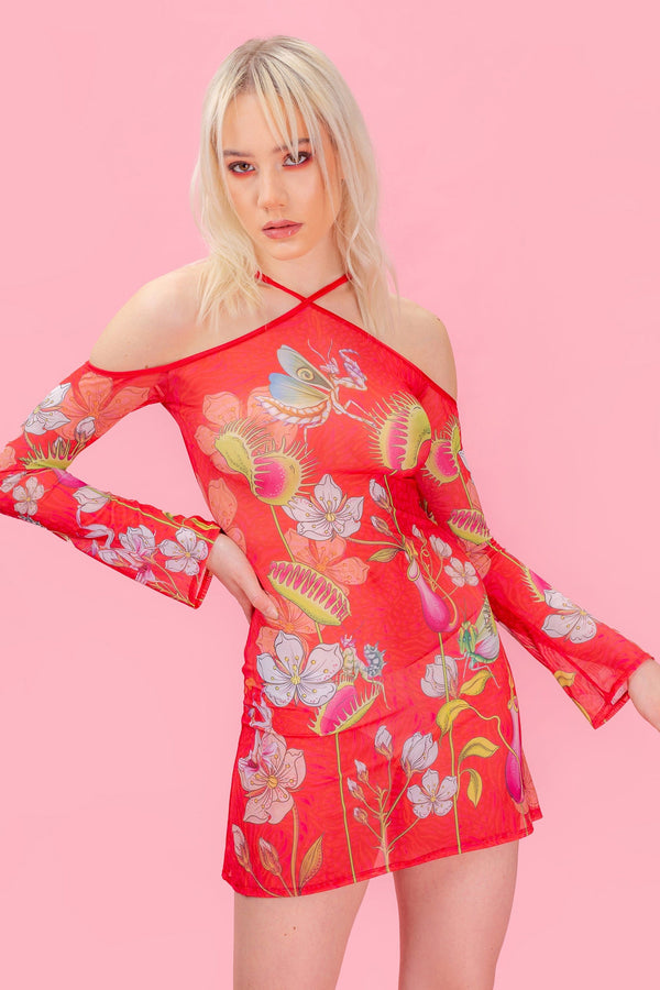 Predatora Mesh Off-Shoulder Kleid mit Trägern