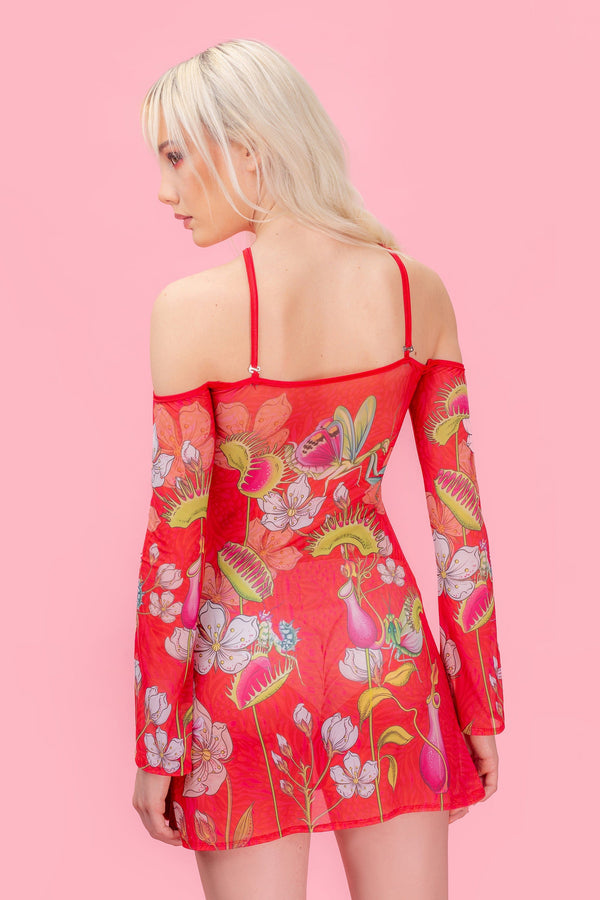 Predatora Mesh Off-Shoulder Kleid mit Trägern