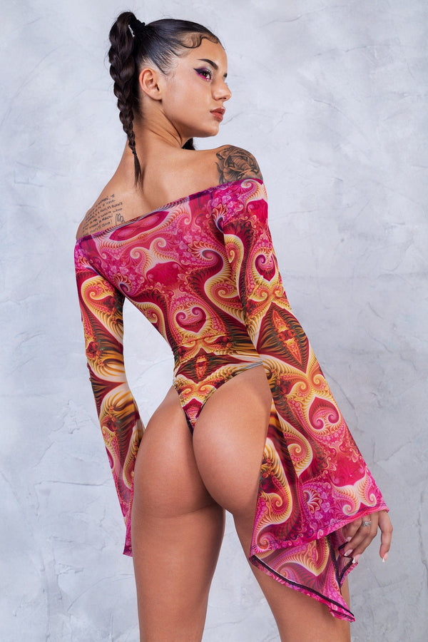 Serenity Bell-Ärmel Mesh-Body