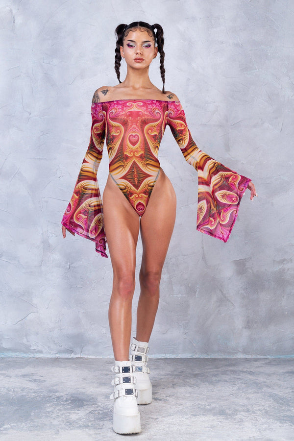 Serenity Bell-Ärmel Mesh-Body