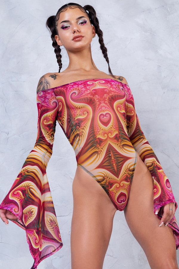 Serenity Bell-Ärmel Mesh-Body