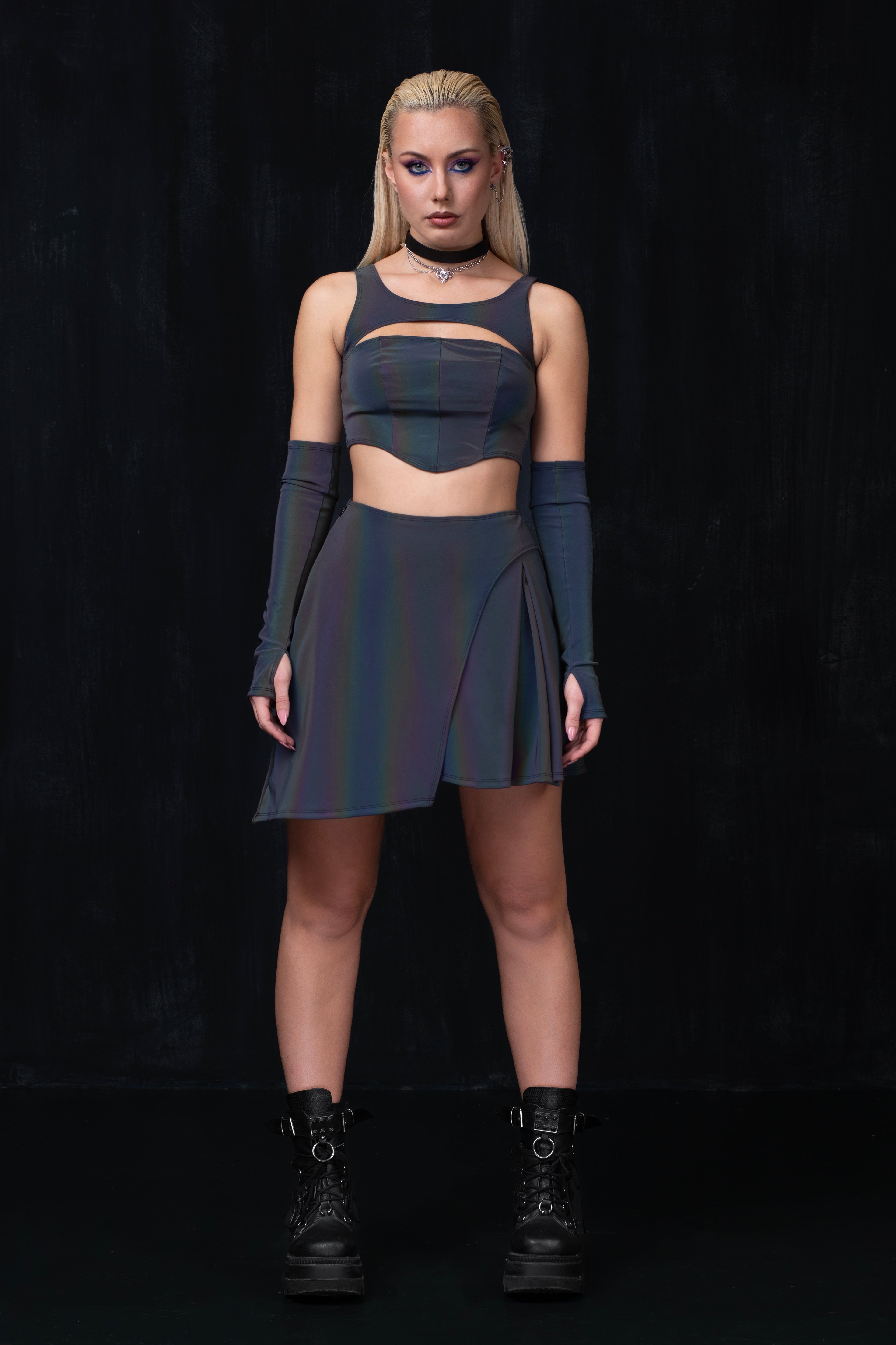 True Colors Reflective Kick Pleat Skirt