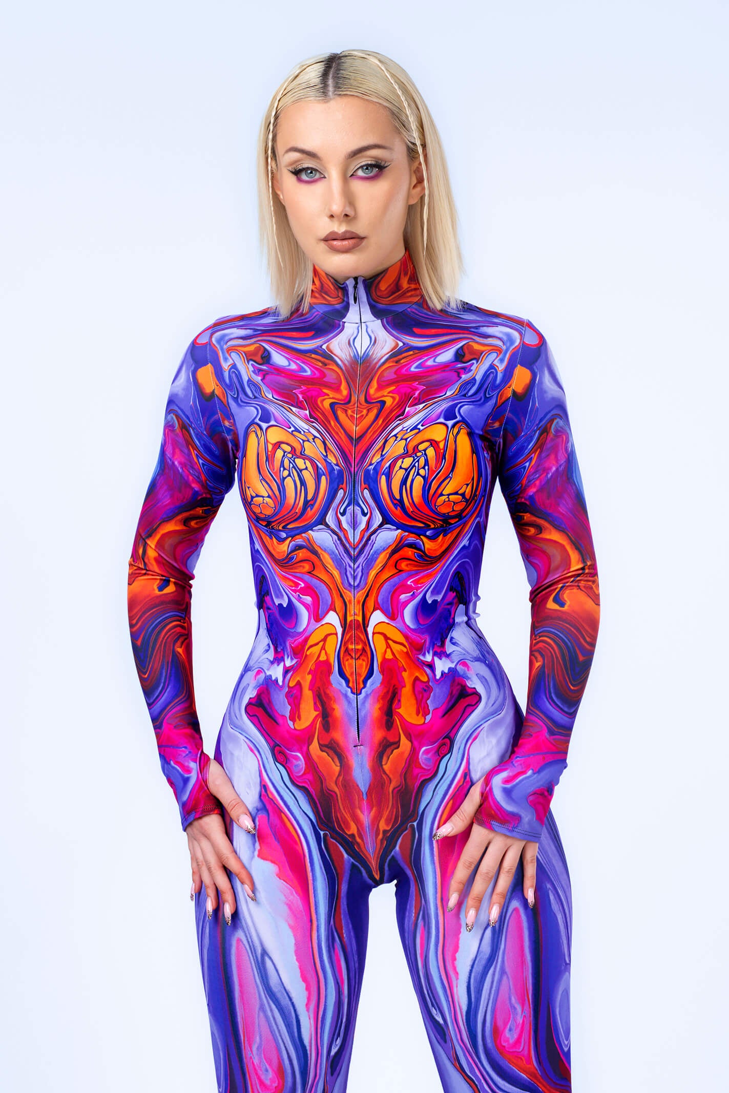 Starved For Glamour Embroidery Cut-Out Catsuit