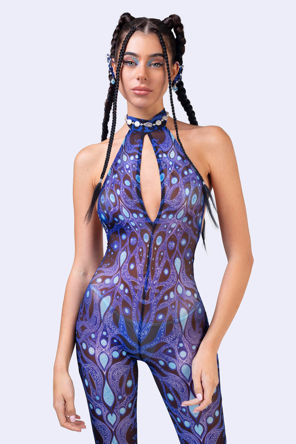 Deco Fever Mesh Halter Romper