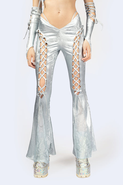Hard To Get Lace Up One Shoulder Top and Pants Set
