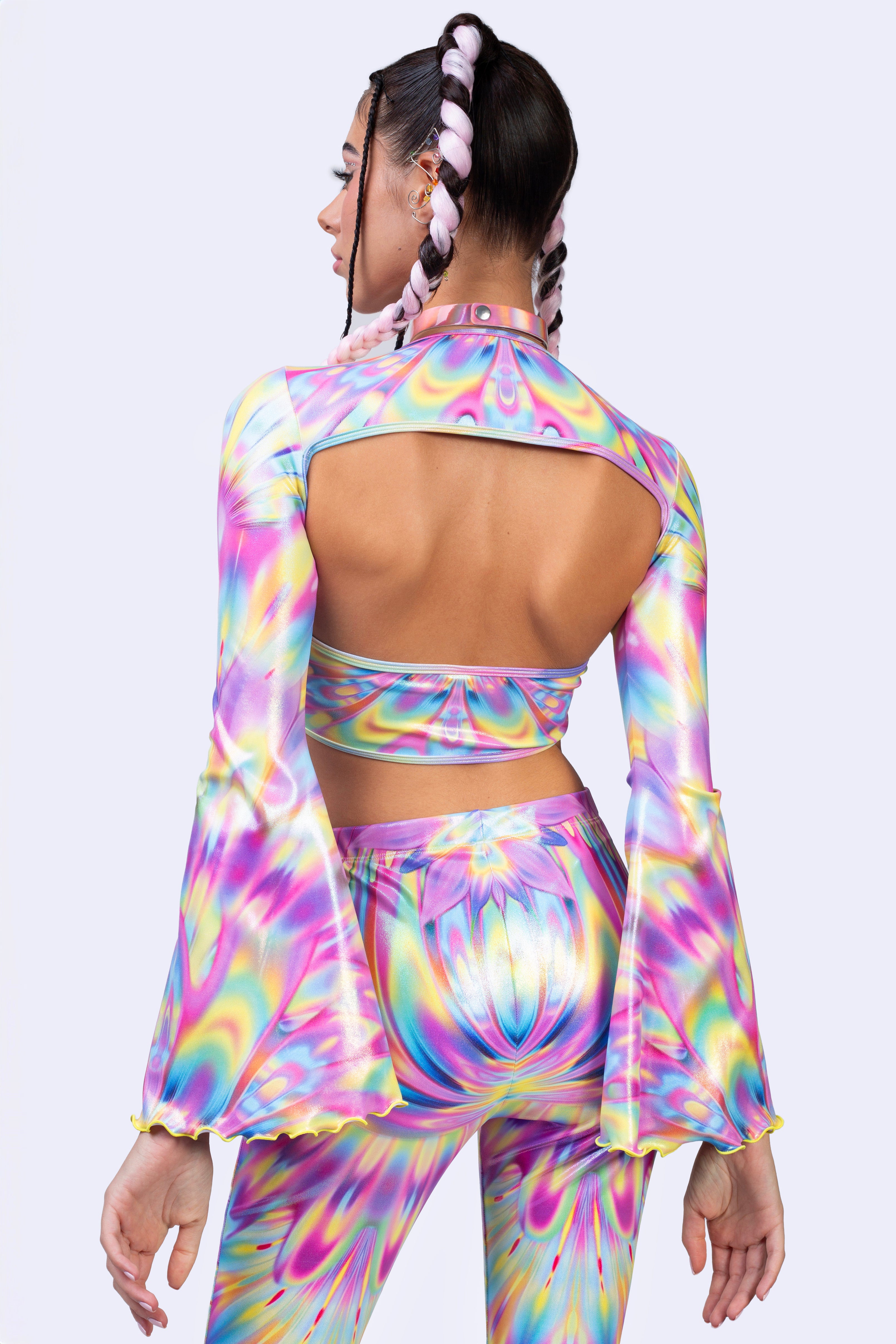 BADINKA Out Of Line Cutout Top Rainbow
