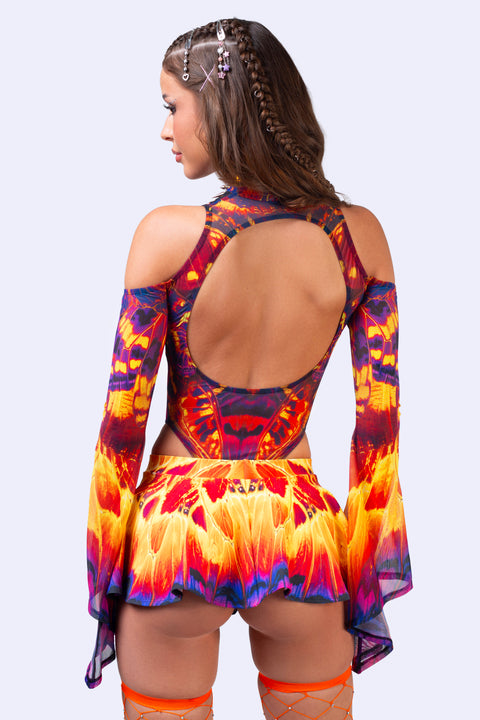 Solar Bloom Flared Sleeve Bodysuit
