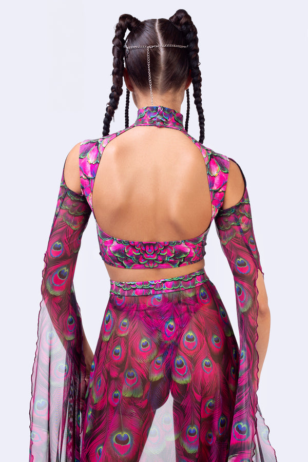 Mystic Peacock Magenta Maxi Sleeve Top