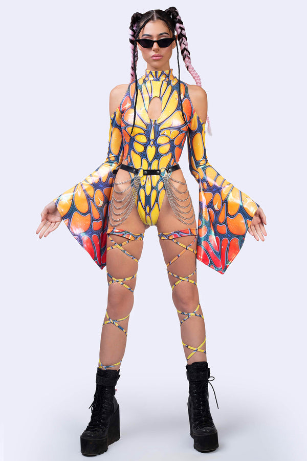 Flight Risk Peachy Flared Sleeve Bodysuit