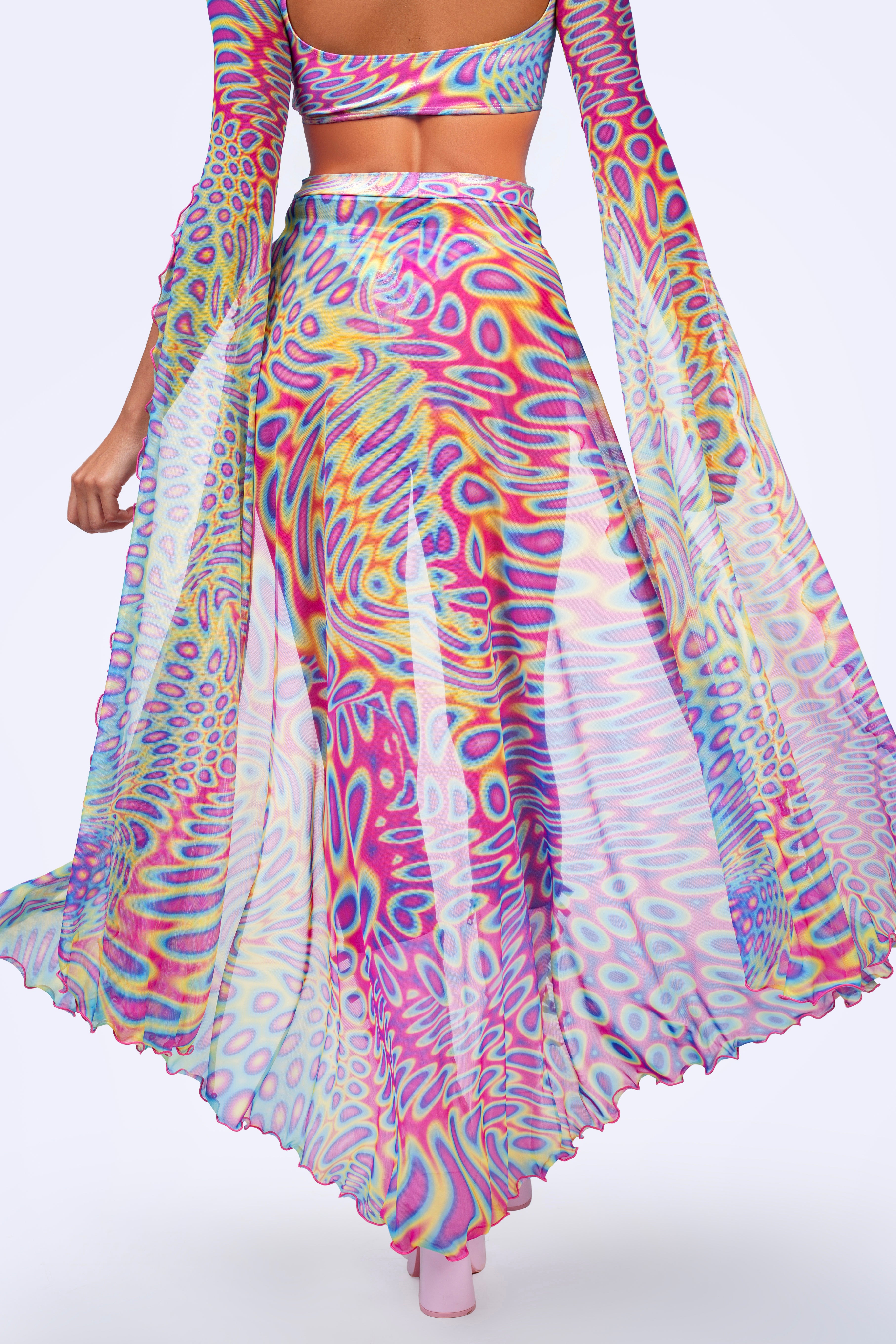 BADINKA Soft Focus Open Front Skirt Rainbow