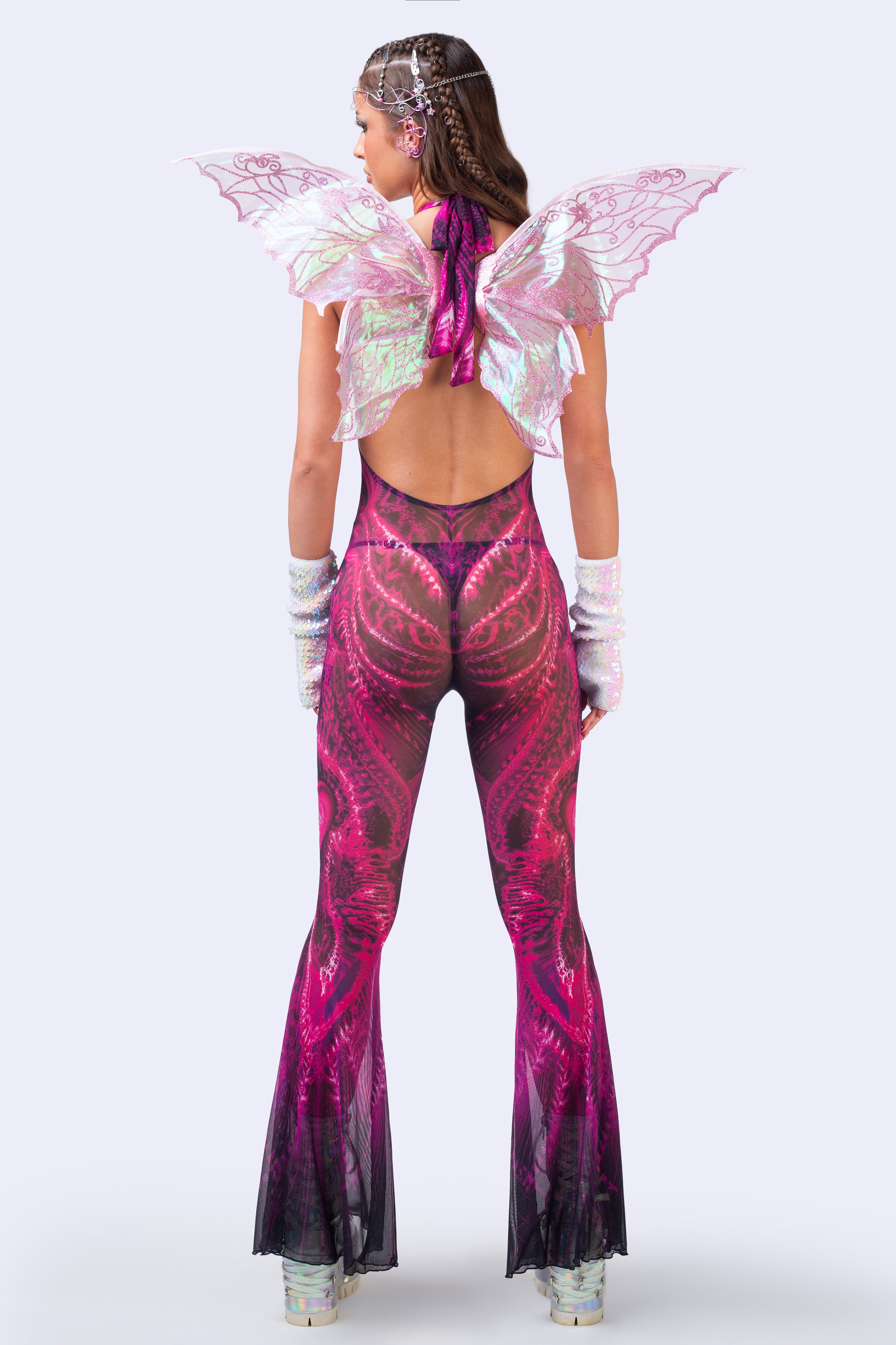 BADINKA Up Close & Savage Mesh Halter Romper Mesh