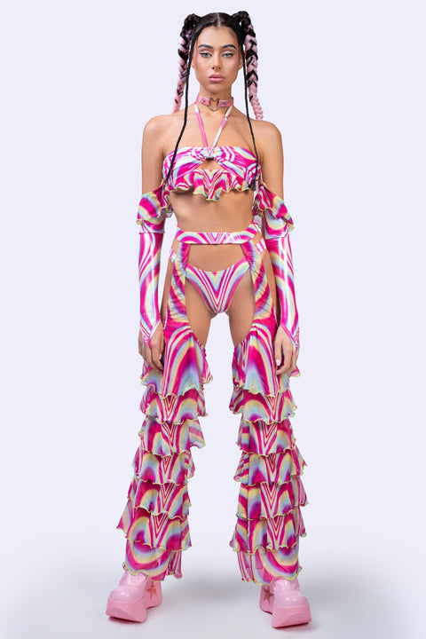 Spiral Tease Bandeau Ruffle Top