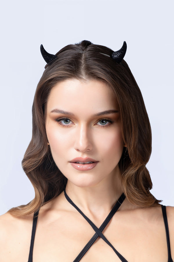 Hellish Black Glitter Horns