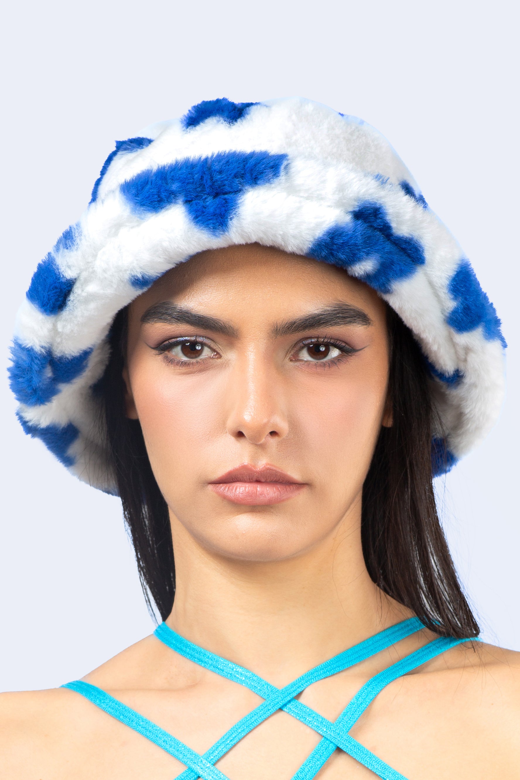 BADINKA Baby Bloom Blue Furry Bucket Hat