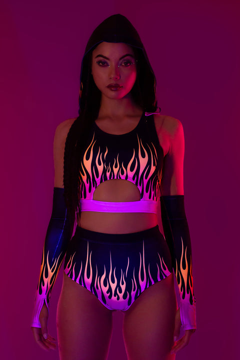 Firestarter Magenta Long Belt Hooded Top