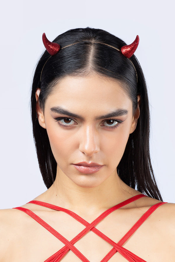 Hellish Red Glitter Horns