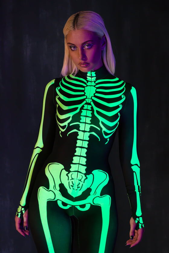 Säure Neon Skelett Kostüm