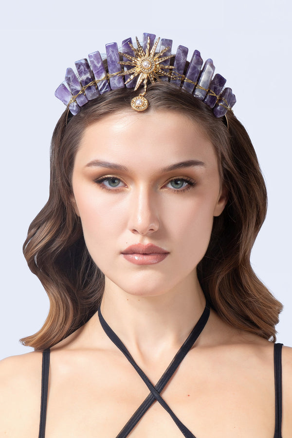 Regal Amethyst Natural Stone Crown