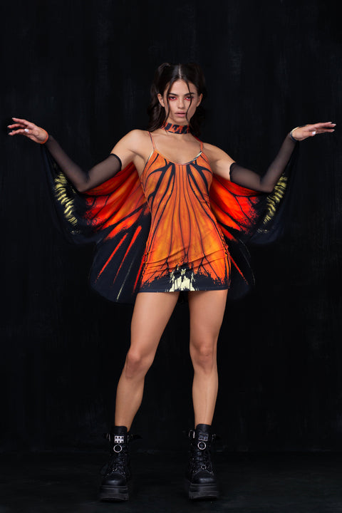Flameburst V-Neck Dress
