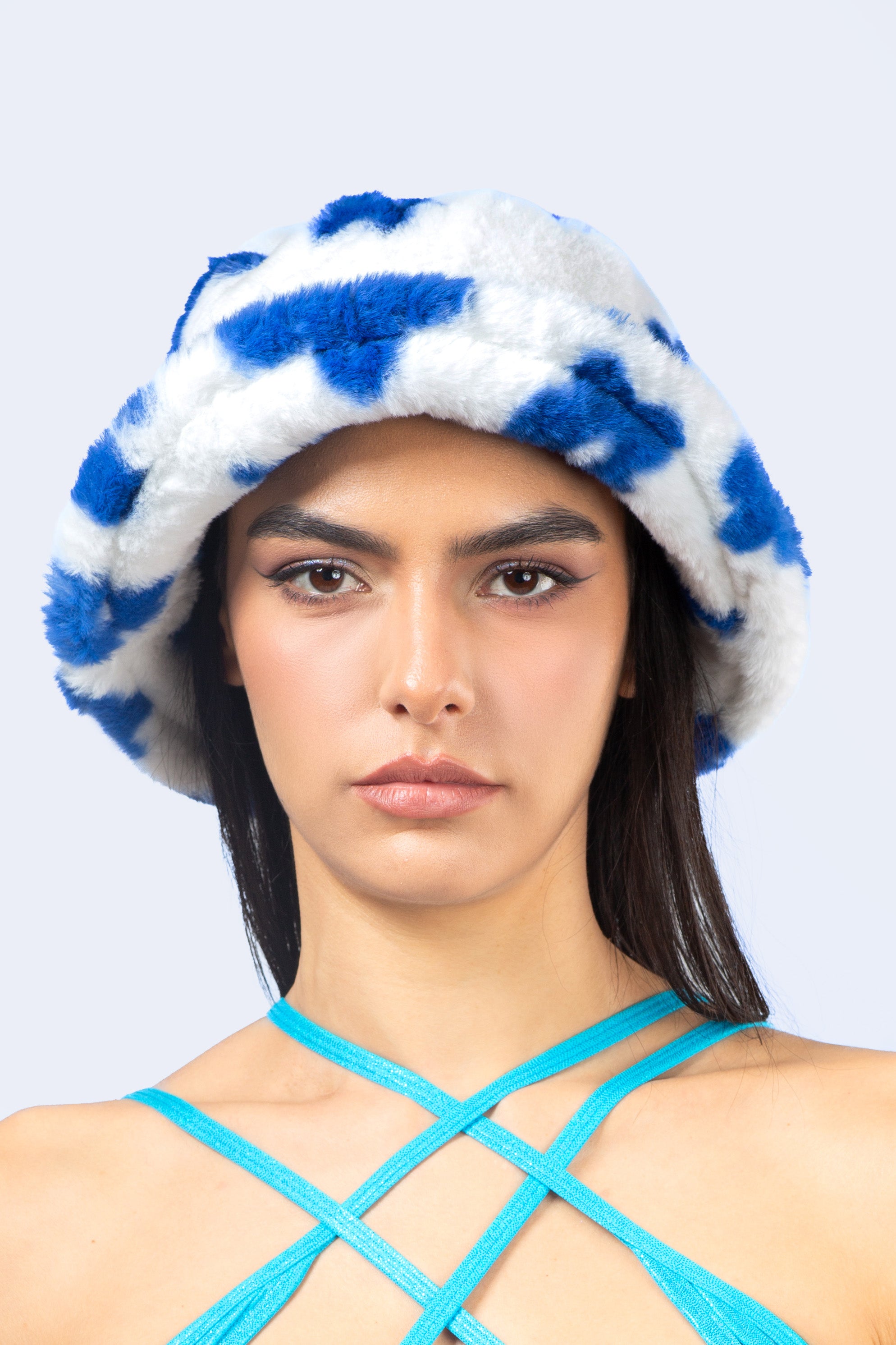 BADINKA Baby Bloom Blue Furry Bucket Hat