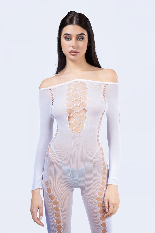 Light Play Hosiery Cutout Catsuit
