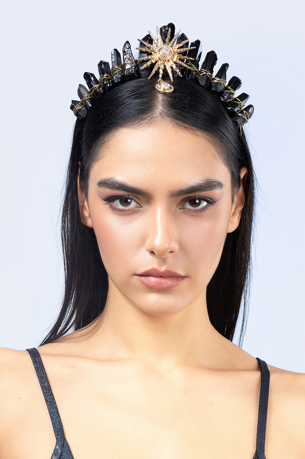 BADINKA Regal Black Natural Stone Crown