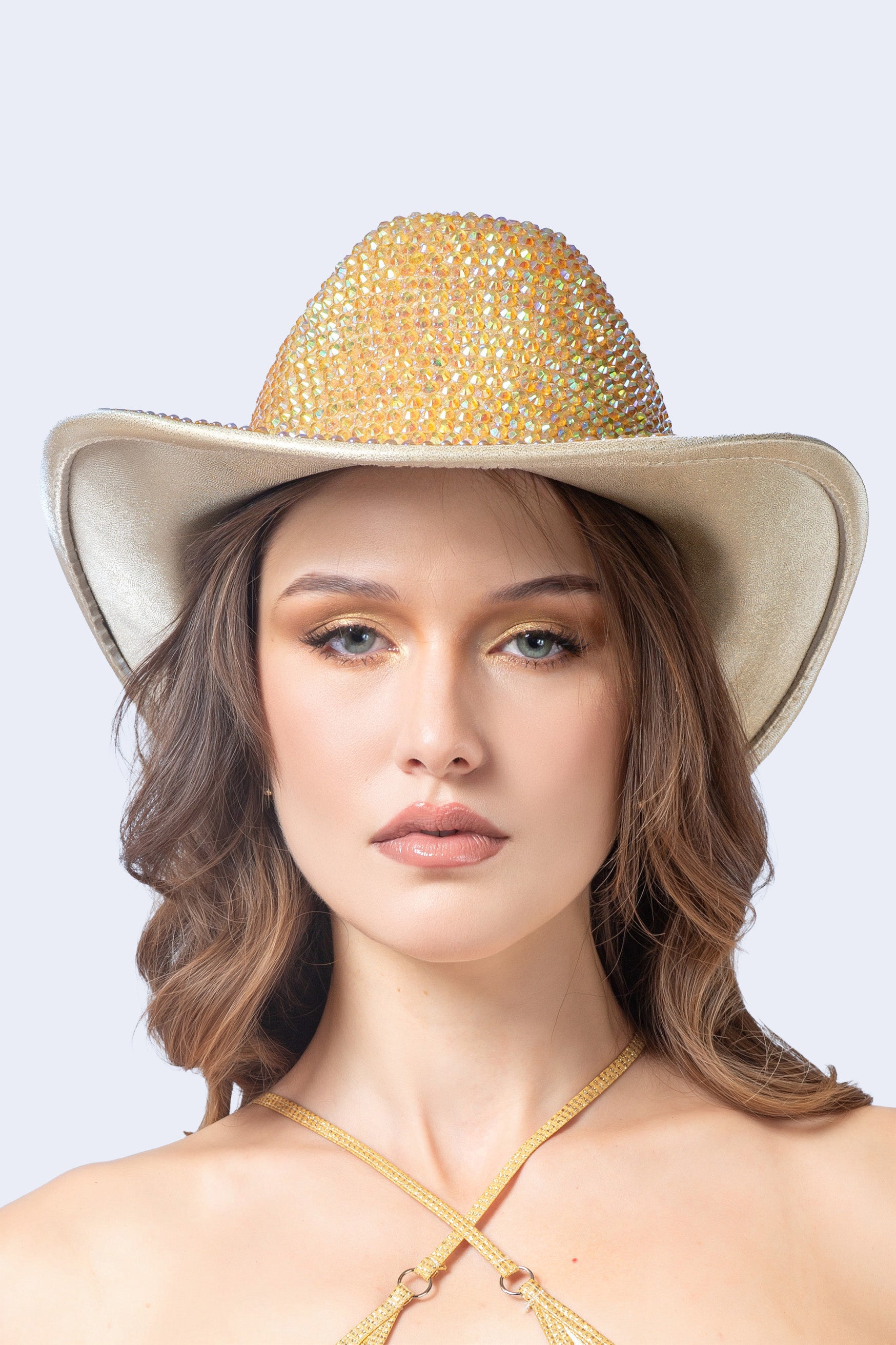 BADINKA Howdy Gold Bedazzeled Cowboy Hat