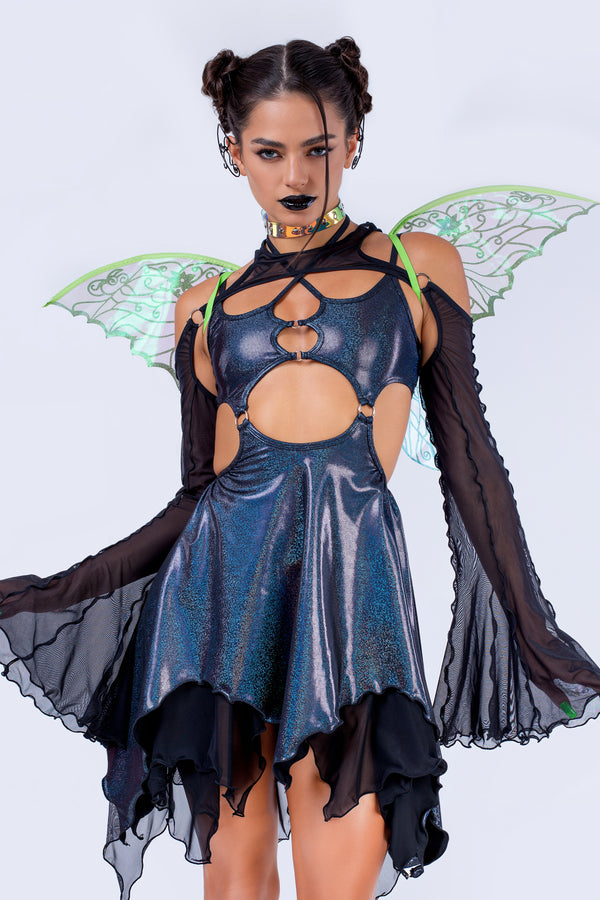 Night Shade Asymmetric Dress And Shrug