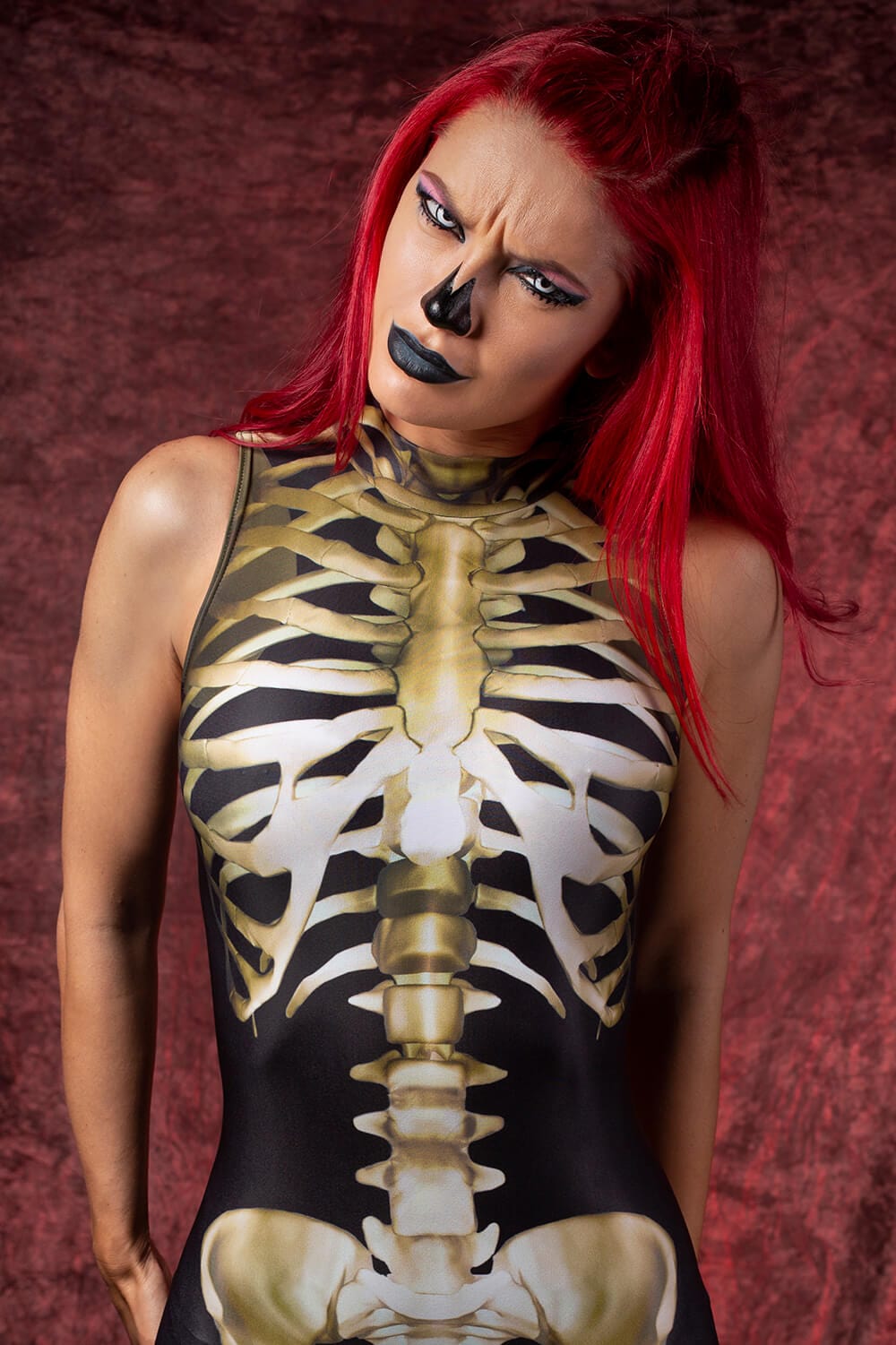 Graveyard Skeleton Sleeveless Costume Bodysuit >> BADINKA