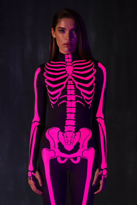 Raspberry Neon Skelettkostüm