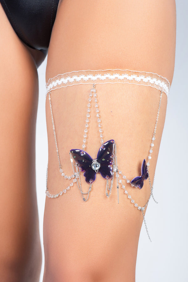 Midnight Wing Lace Garter