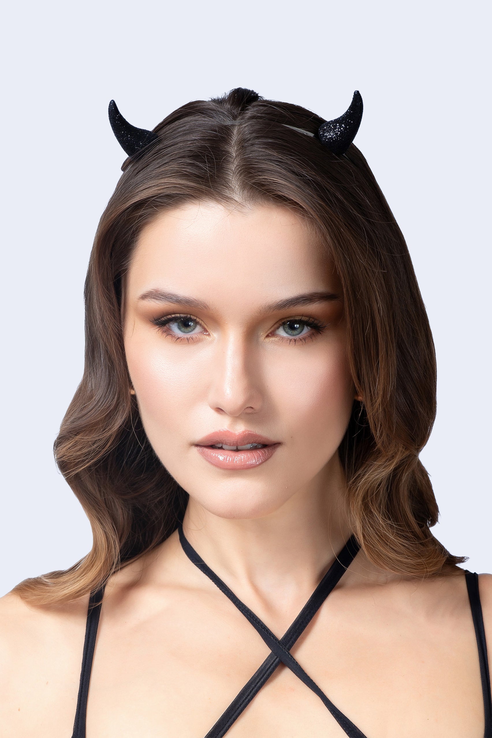 BADINKA Hellish Black Glitter Horns